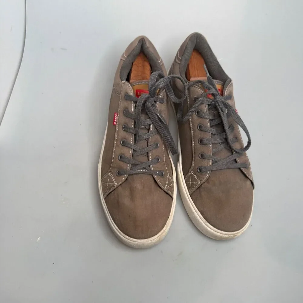 Levi Strauss Men’s Low Top Canvas Shoes Khaki Greenish Brown US Size 12 GUC-